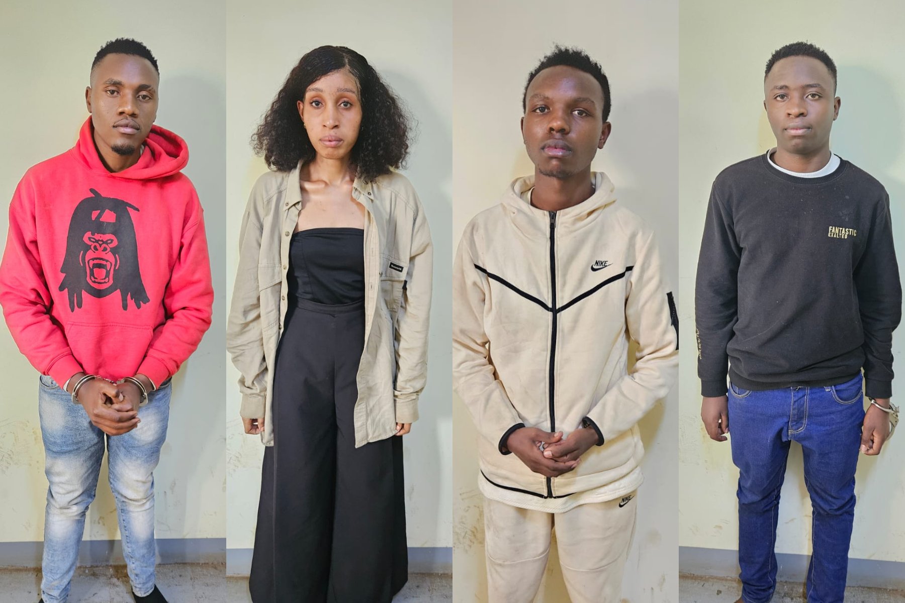 Collage photo of 4 suspects arrested in Thindigua.